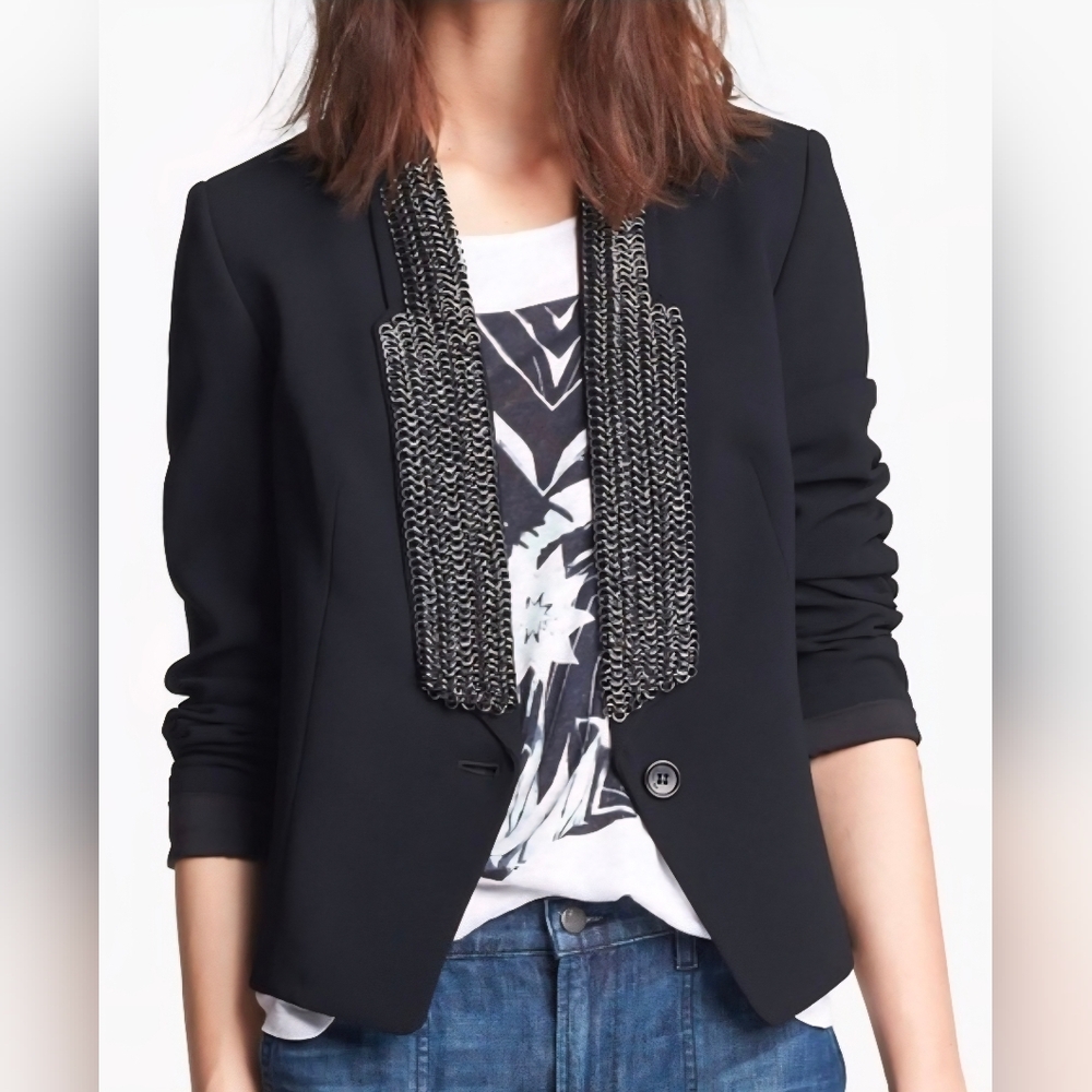 RACHEL Rachel Roy Black Blazer with Silver Accents